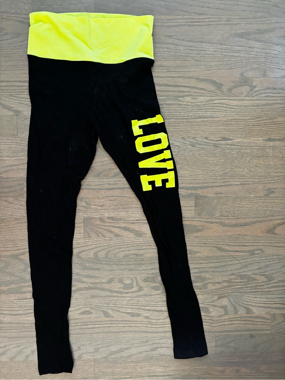 NWT Vintage Y2K A’gaci foldover leggings black neon yellow women’s size medium